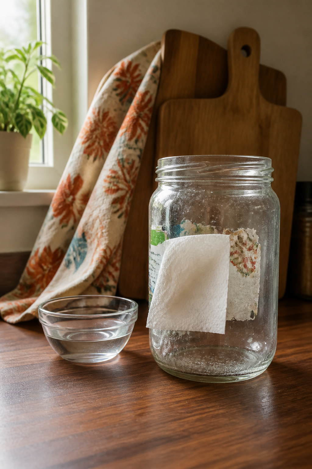 How to Remove Sticker Residue: 7 Methods for Any Surface (2026) 1 A bowl of white vinegar and a paper towel on a wooden countertop.