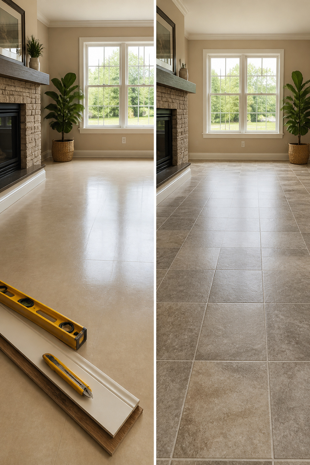 A diagram illustrating installation over existing flooring surfaces.