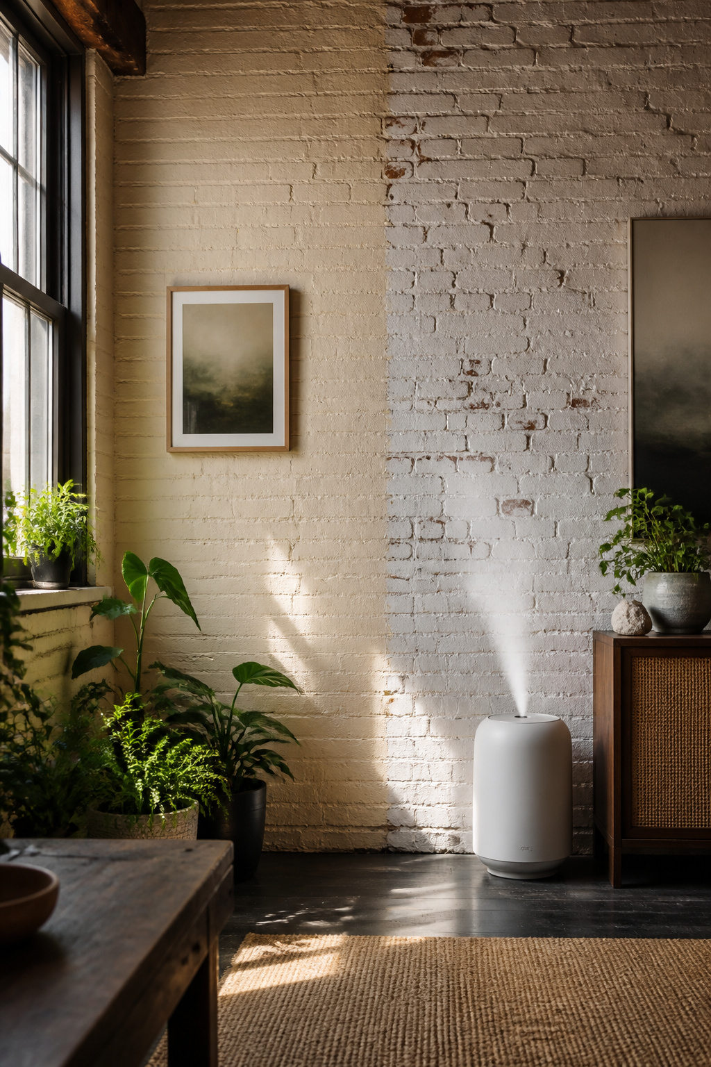 Interior wall shows limewash and whitewash applications.