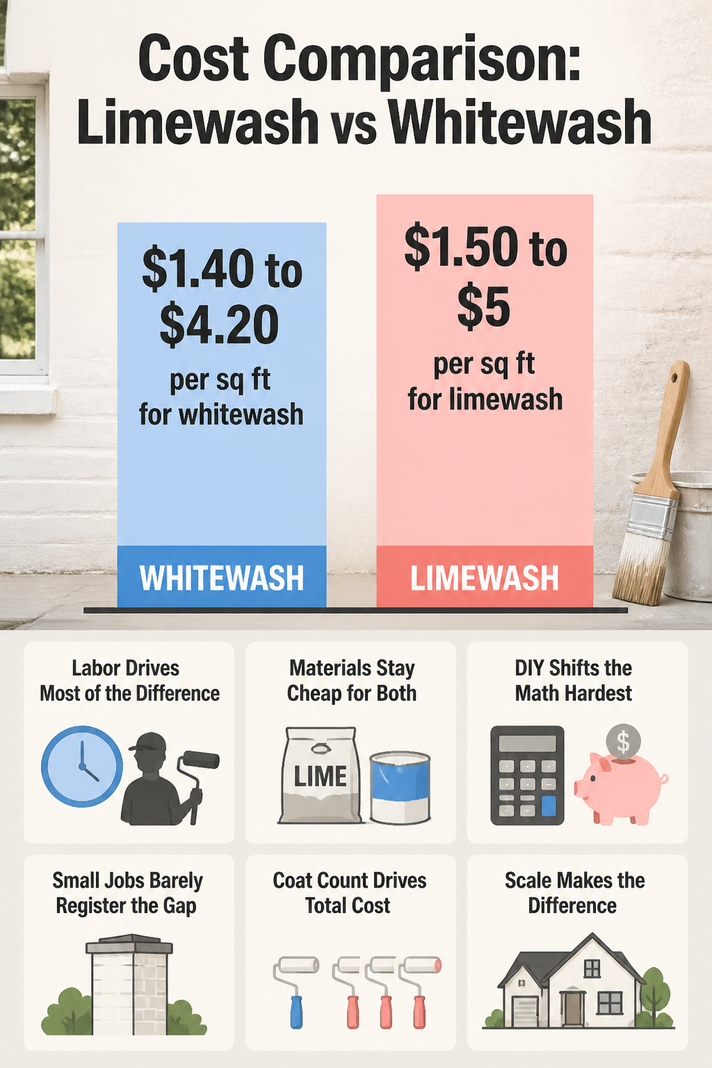 Chart detailing costs of limewash versus whitewash.