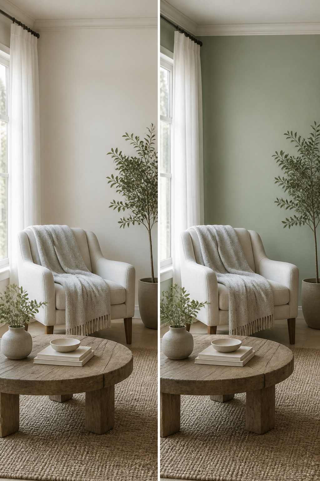 Liveable Green Paint: Sherwin-Williams Color and 6 Coordinating Alternatives 4 A wall painted in Filmy Green, appearing lighter and less saturated.