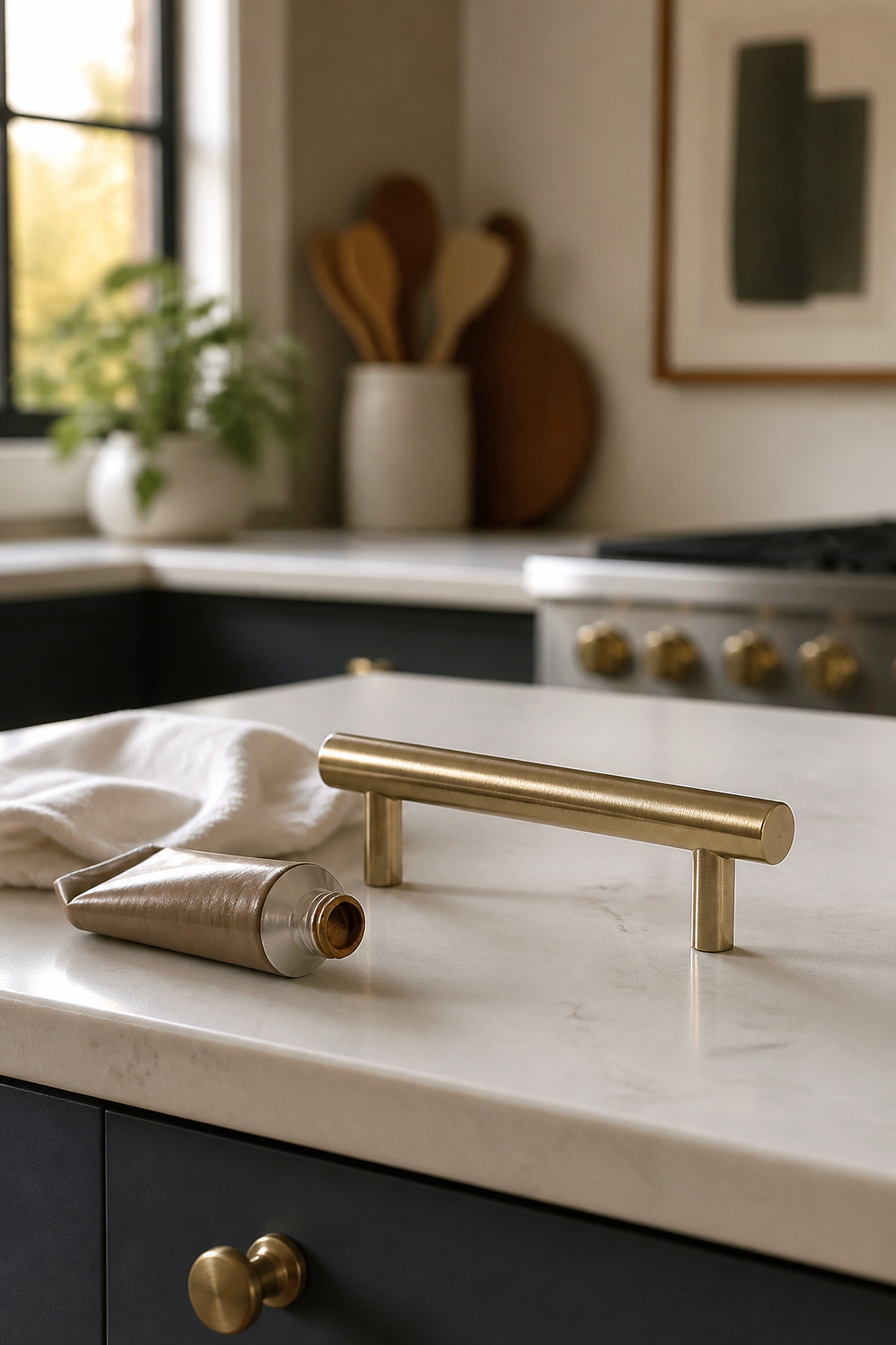 How to Paint Cabinet Hardware: 8 Steps for a Durable Finish in 2026 10 An open tube of Rub 'n Buff next to a soft cloth on a table.