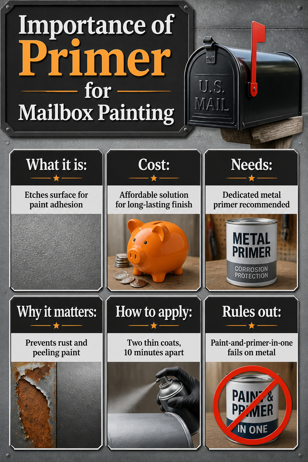 How to Paint a Metal Mailbox: 7 Steps for a Lasting Finish in 2026 10 An informative graphic explaining the importance of primer for metal painting.