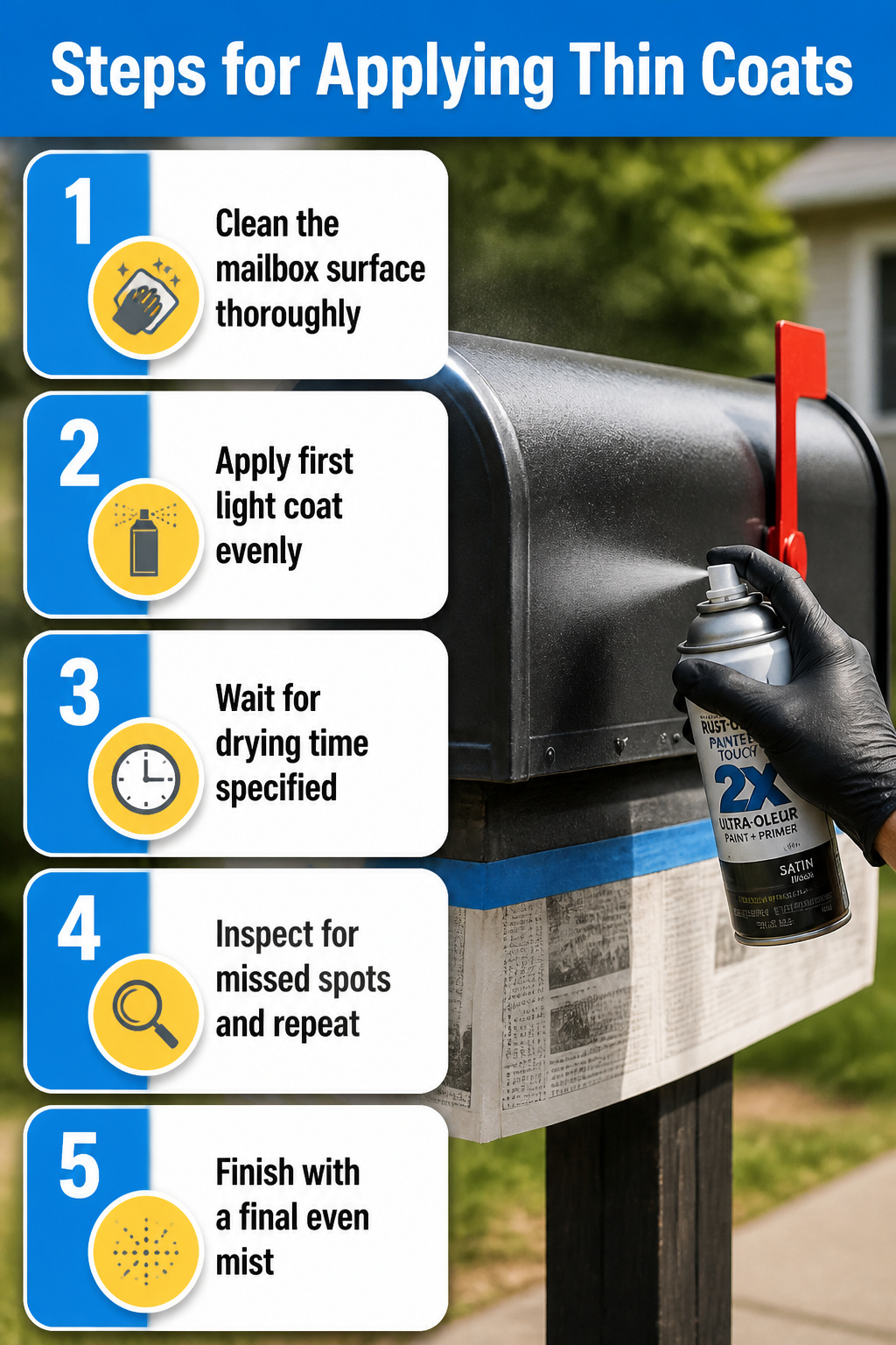 How to Paint a Metal Mailbox: 7 Steps for a Lasting Finish in 2026 11 A step-by-step guide on applying thin coats of paint to a mailbox.