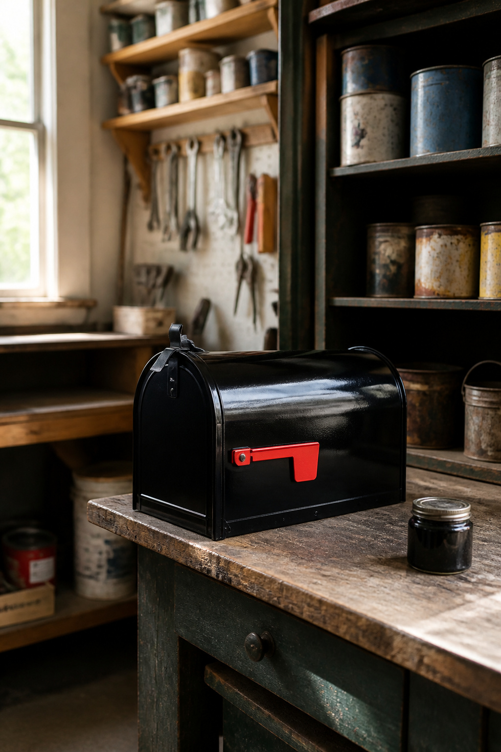 How to Paint a Metal Mailbox: 7 Steps for a Lasting Finish in 2026 12 A mailbox with a clear coat applied, reflecting light in a workshop.