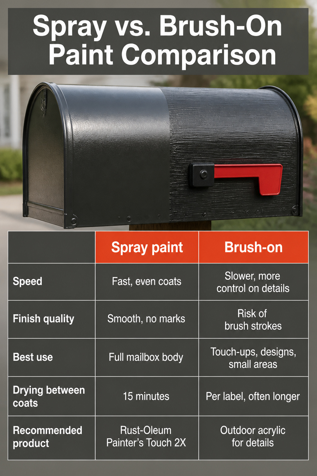 How to Paint a Metal Mailbox: 7 Steps for a Lasting Finish in 2026 9 A side-by-side comparison of spray paint and brush-on paint options.