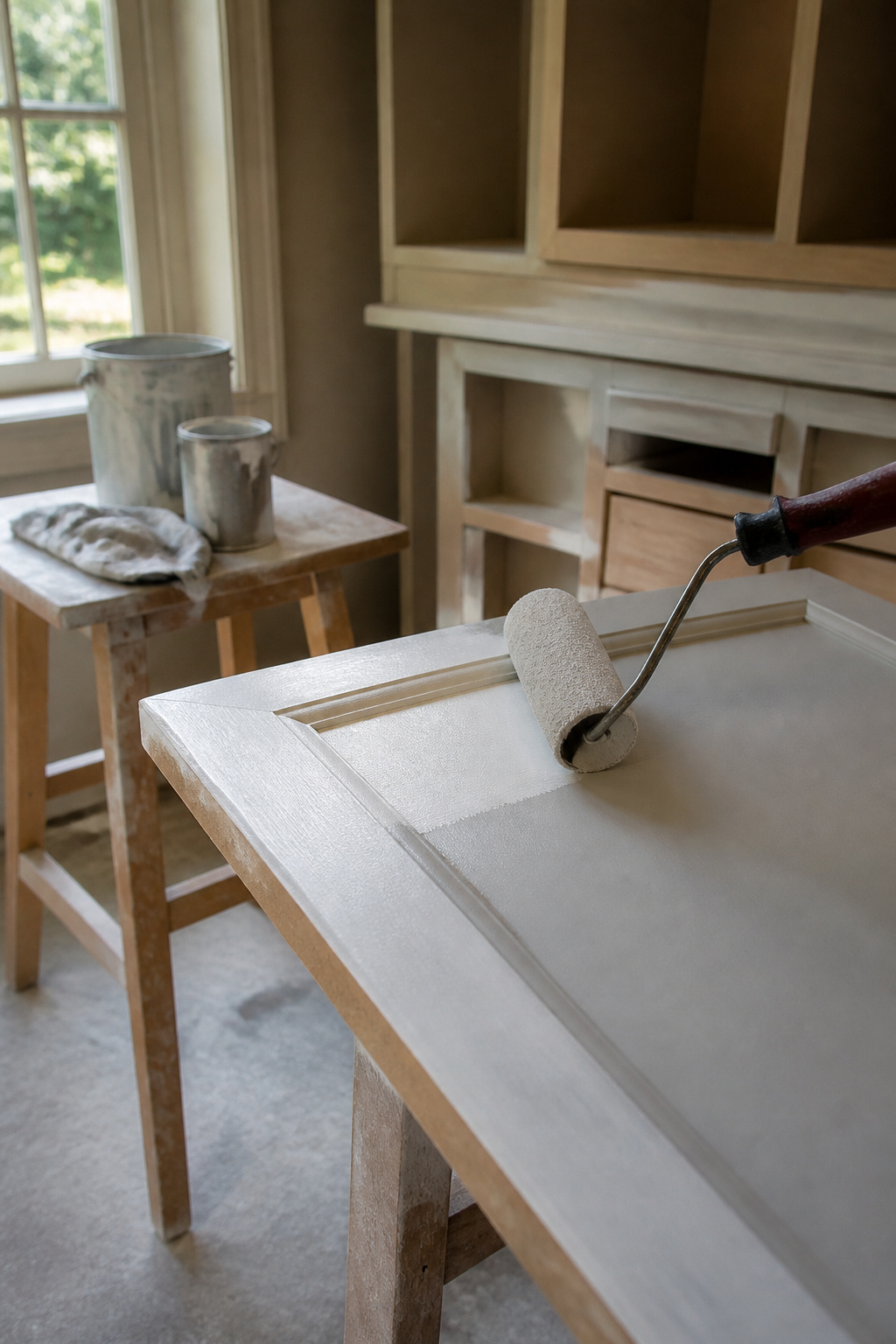 Best Paint Roller for Cabinets: 7 Picks for 2026 4 Whizz Concave Foam roller painting the edges of a cabinet.