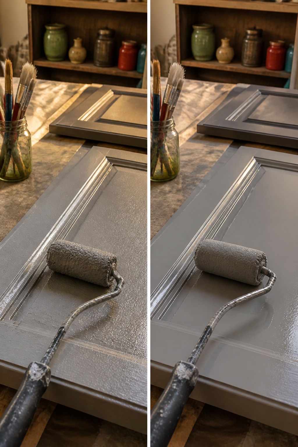 Best Paint Roller for Cabinets: 7 Picks for 2026 5 Wooster MicroPlush roller painting a cabinet door.