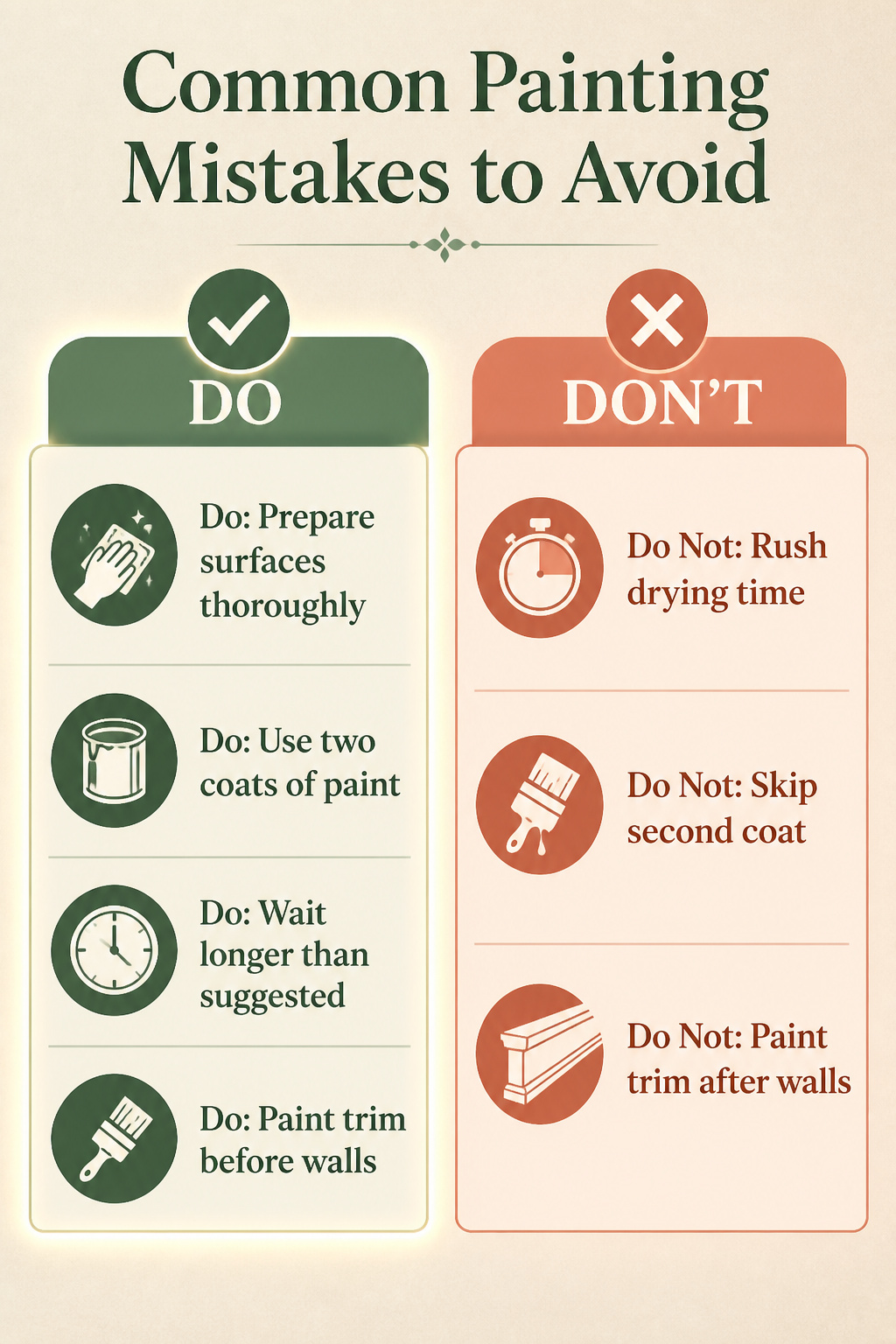 How to Paint Trim White in 2026: A 7-Step Guide 11 List of common painting mistakes displayed for reference.