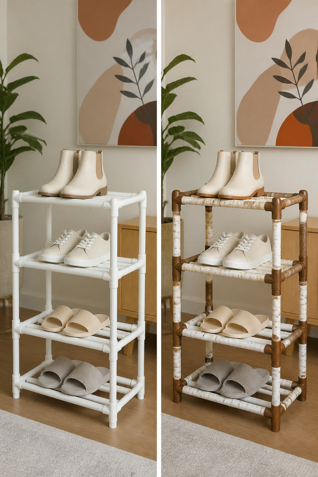 Image showing painted PVC shoe rack with decorative finishes.