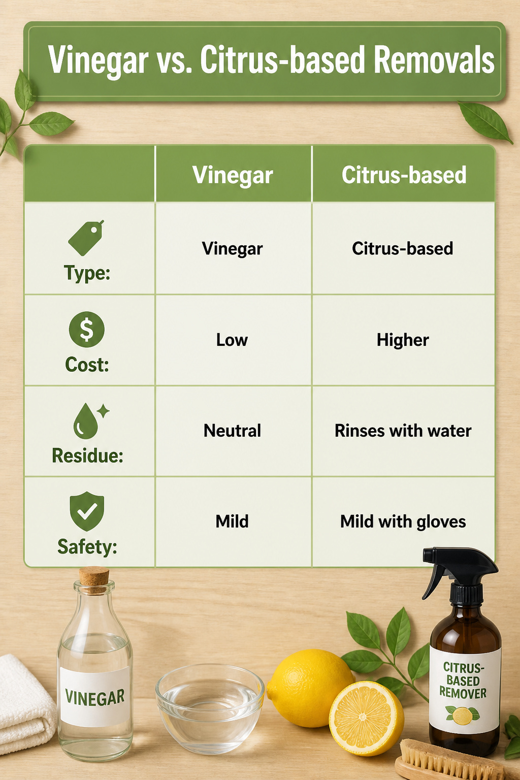 Vinegar and citrus-based removers for removing carpet glue.