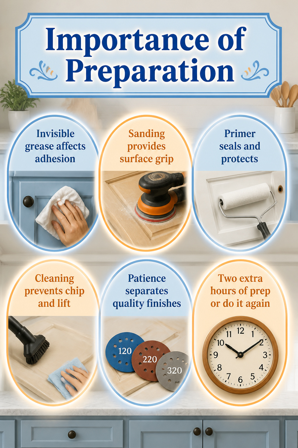 How to Repaint Painted Cabinets: 7 Steps for a Lasting Finish 11 A visual representation of the importance of preparation for cabinet painting.