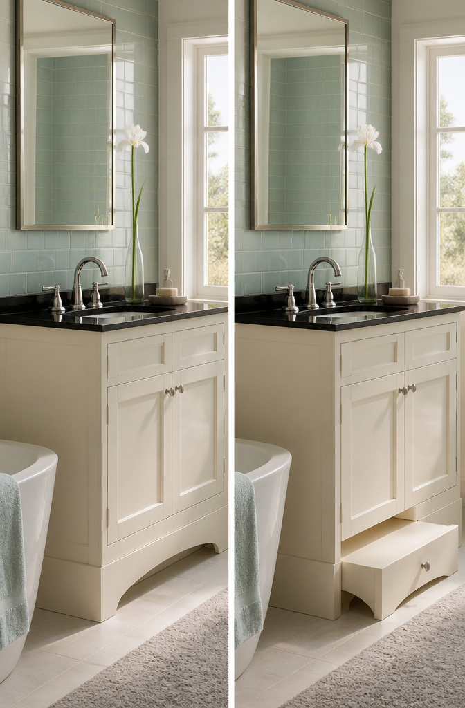 A 36-inch comfort height vanity with a sleek design and undermount sink.