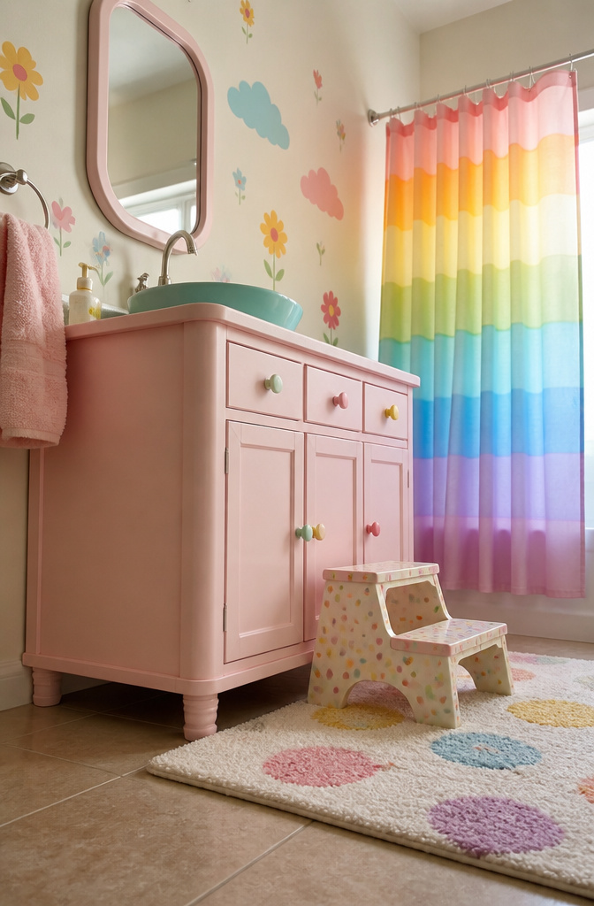 A children's height vanity at 30 inches, suitable for kids brushing their teeth.