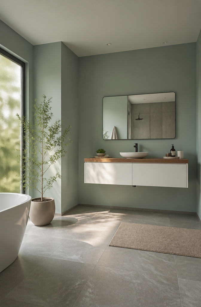 A wall-mounted floating vanity set at 24 inches with a clean design.