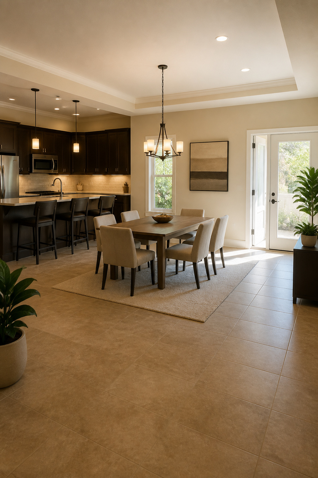 A kitchen layout emphasizing the importance of clearance behind chairs.