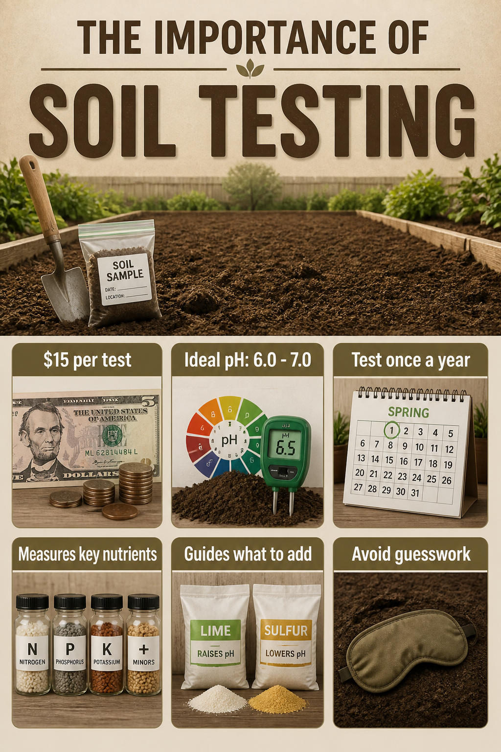 A soil test kit and samples prepared for analysis.