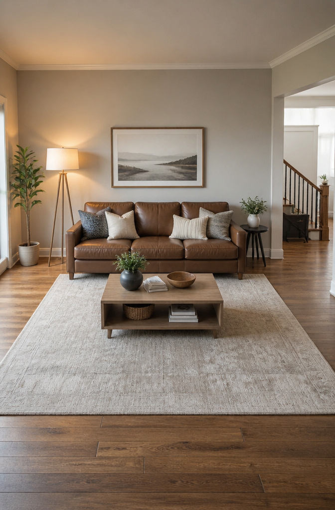 A rug with visible floor space around its edges.