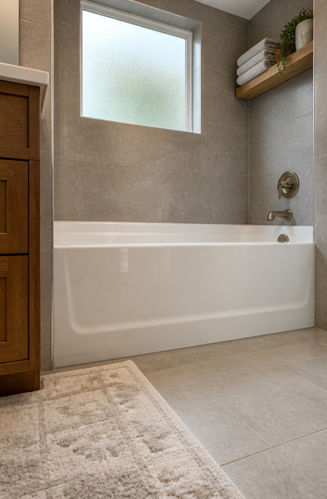 A standard alcove bathtub showing its dimensions and design.