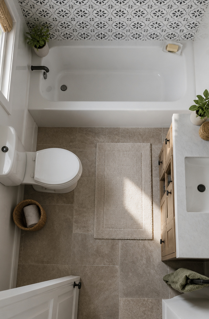 An illustration showing the required clear space around a bathtub.