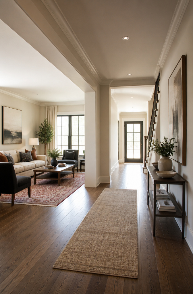 A front living room adjacent to an entryway.