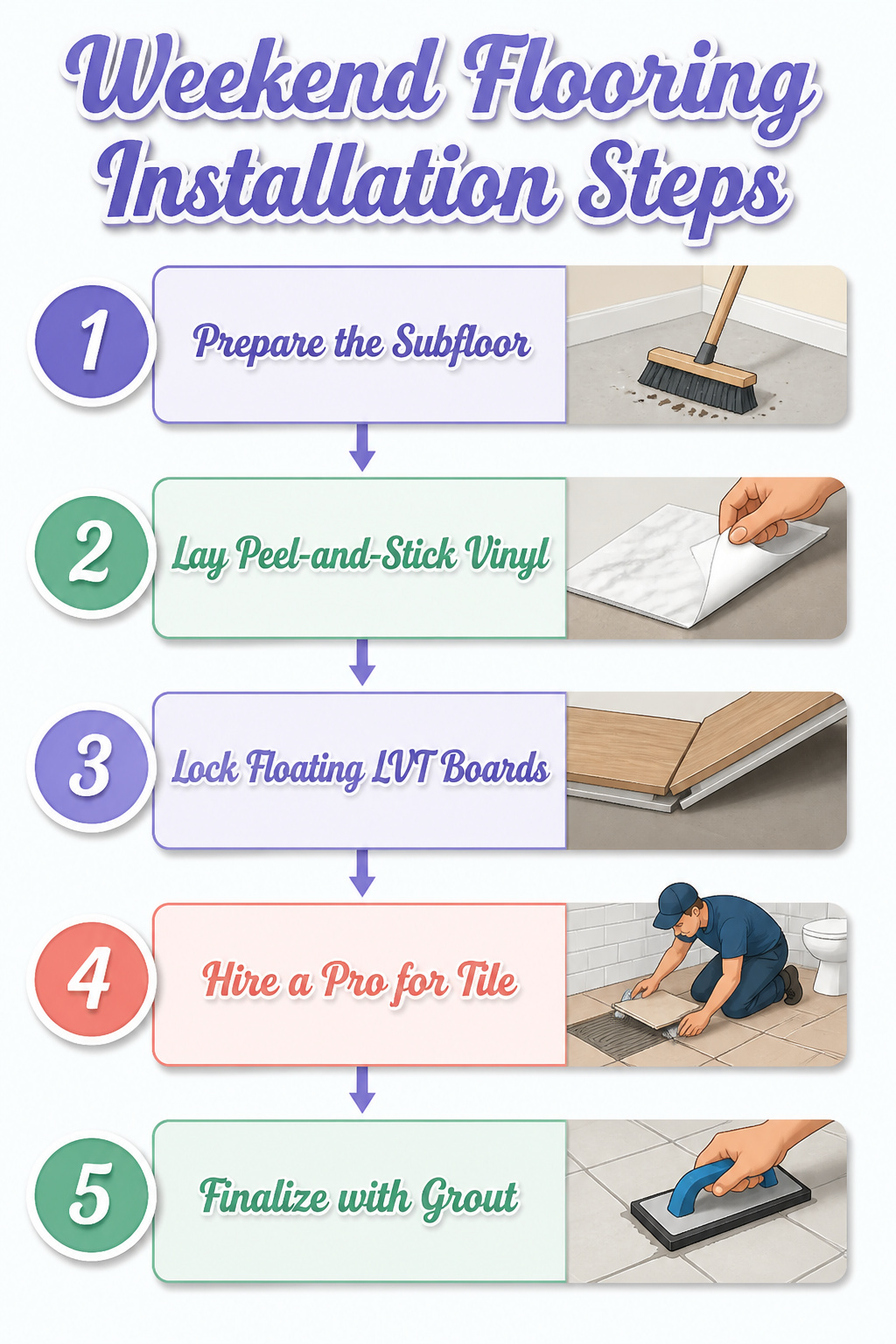 A checklist for weekend flooring installation steps.