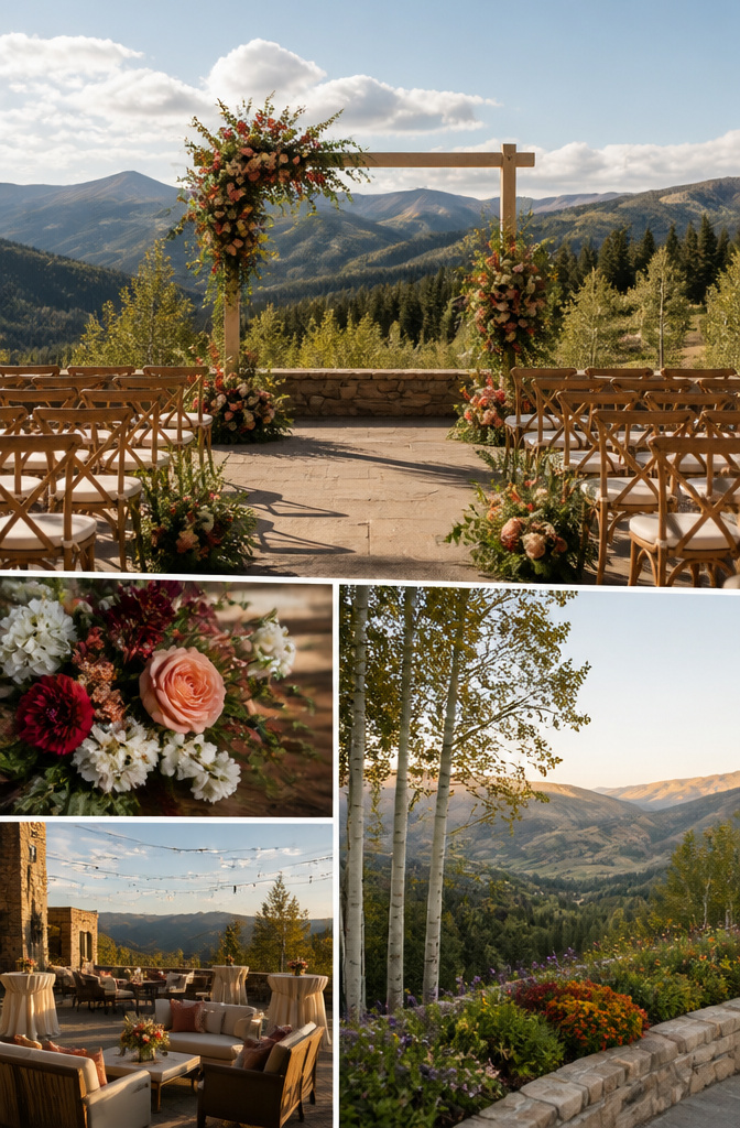 Colorado Forest Wedding Venues: 14 Meaningful Places 12 Resort with indoor ballrooms and outdoor terraces in a forest.