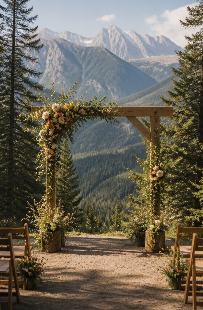 Colorado Forest Wedding Venues: 14 Meaningful Places 14 Forest clearing with wooden altar and mountain view.