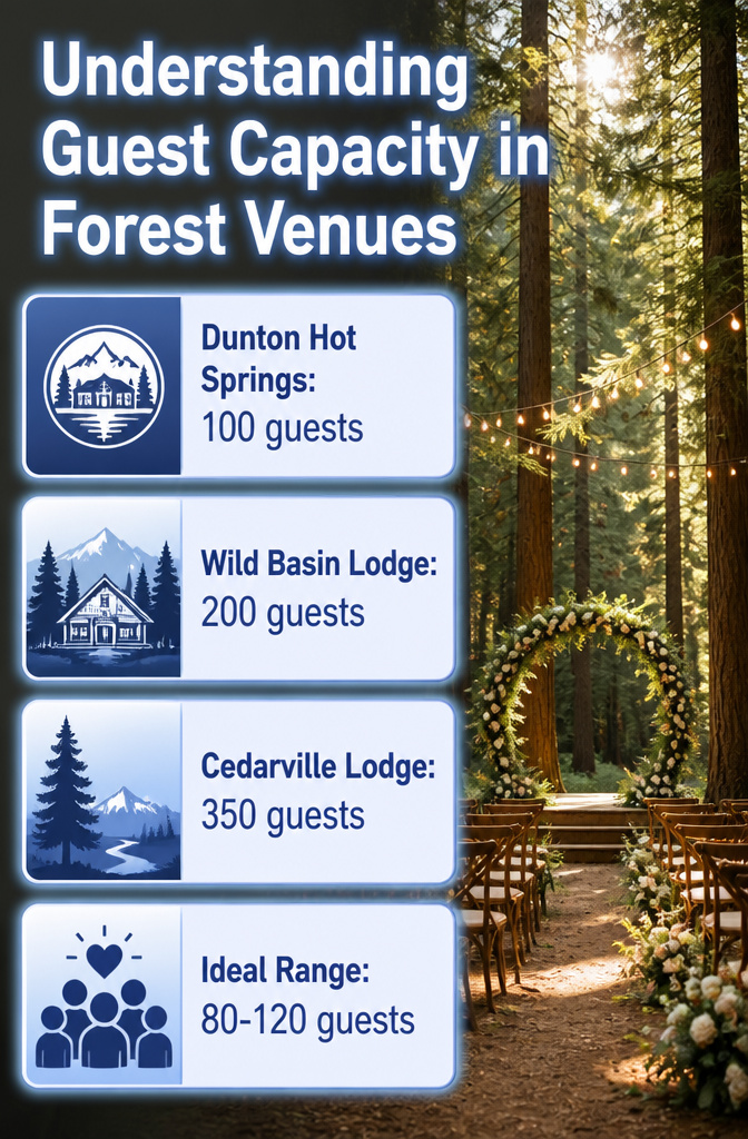 Colorado Forest Wedding Venues: 14 Meaningful Places 16 Chart detailing guest capacity limits for forest wedding venues.