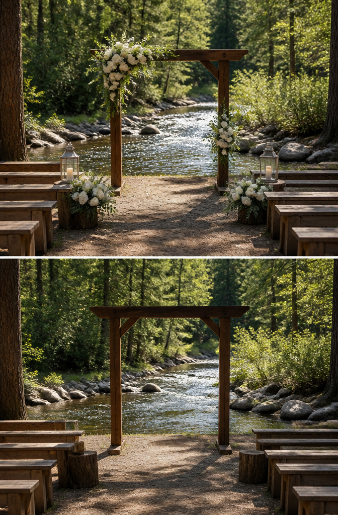 Colorado Forest Wedding Venues: 14 Meaningful Places 17 Riverside ceremony spot with guests seated on a bank.