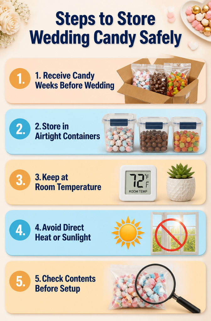 Candy for Wedding Favors and Buffets: Ideas for 2026 15 Steps for storing wedding candy safely in containers.