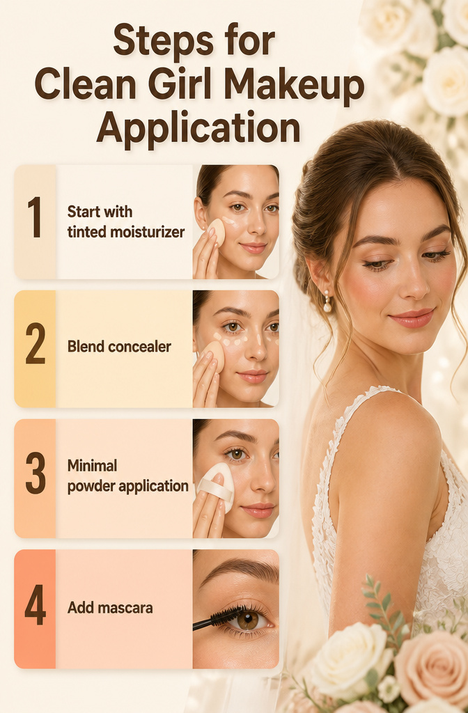 Clean Girl Makeup: A Complete Guide to the Look in 2026 9 Visual guide showing steps for clean girl makeup application.