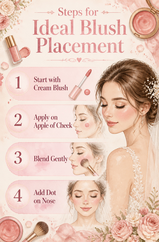Lite Makeup Ideas for 2026: 10 Natural Looks to Try 14 Information image detailing steps for ideal blush placement.