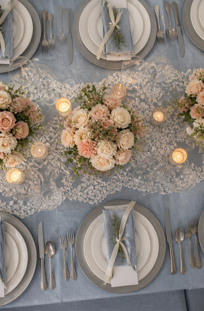 10 Reception Decor Ideas for Every Wedding Style in 2026 3 Table set with colorful linens and layered dinnerware for a wedding reception.