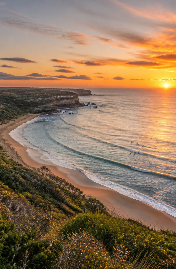 A panoramic view of Australia showcasing coastal areas and the Outback.
