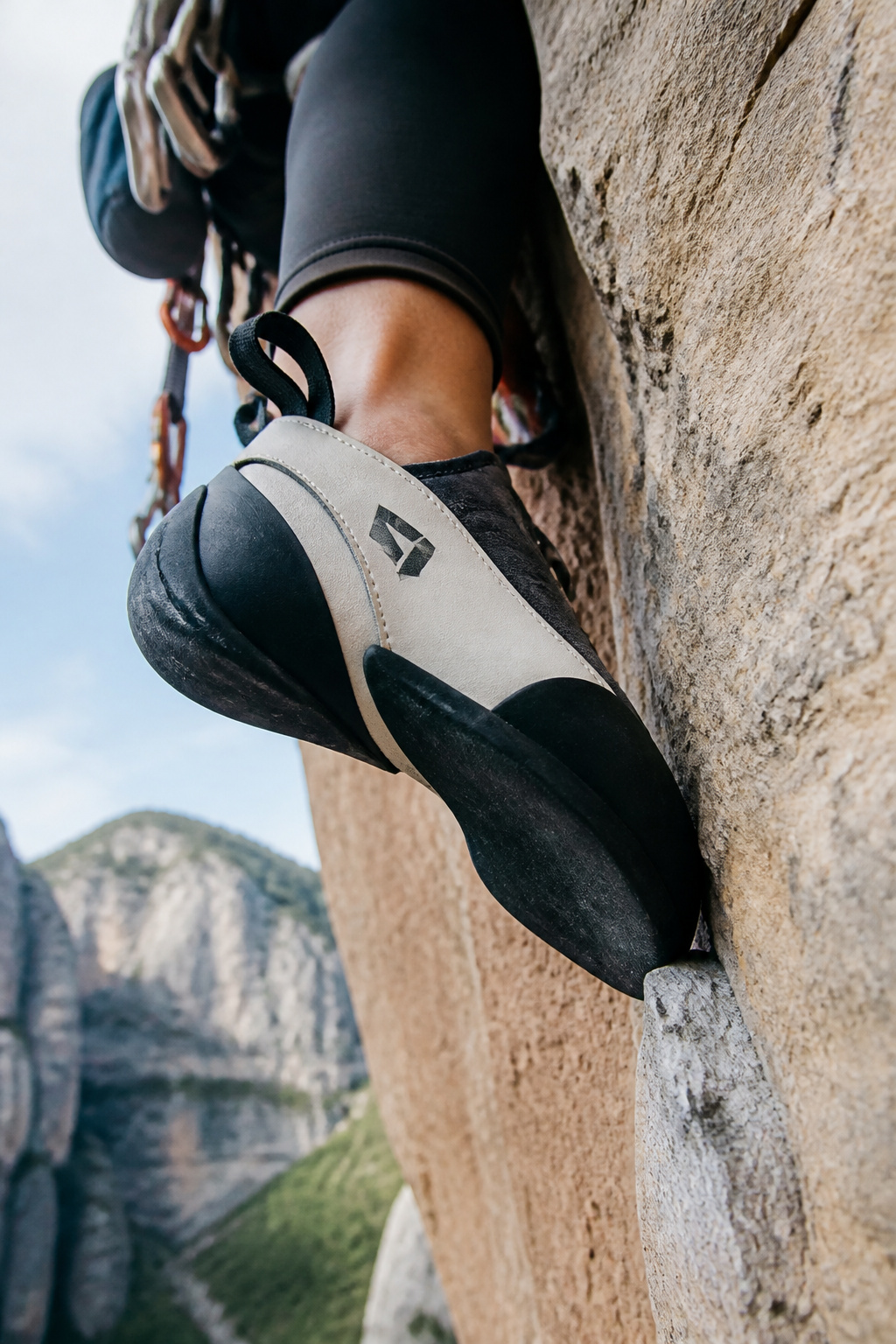 The Flagship Pro climbing shoe with a pronounced downturn and RS rubber.