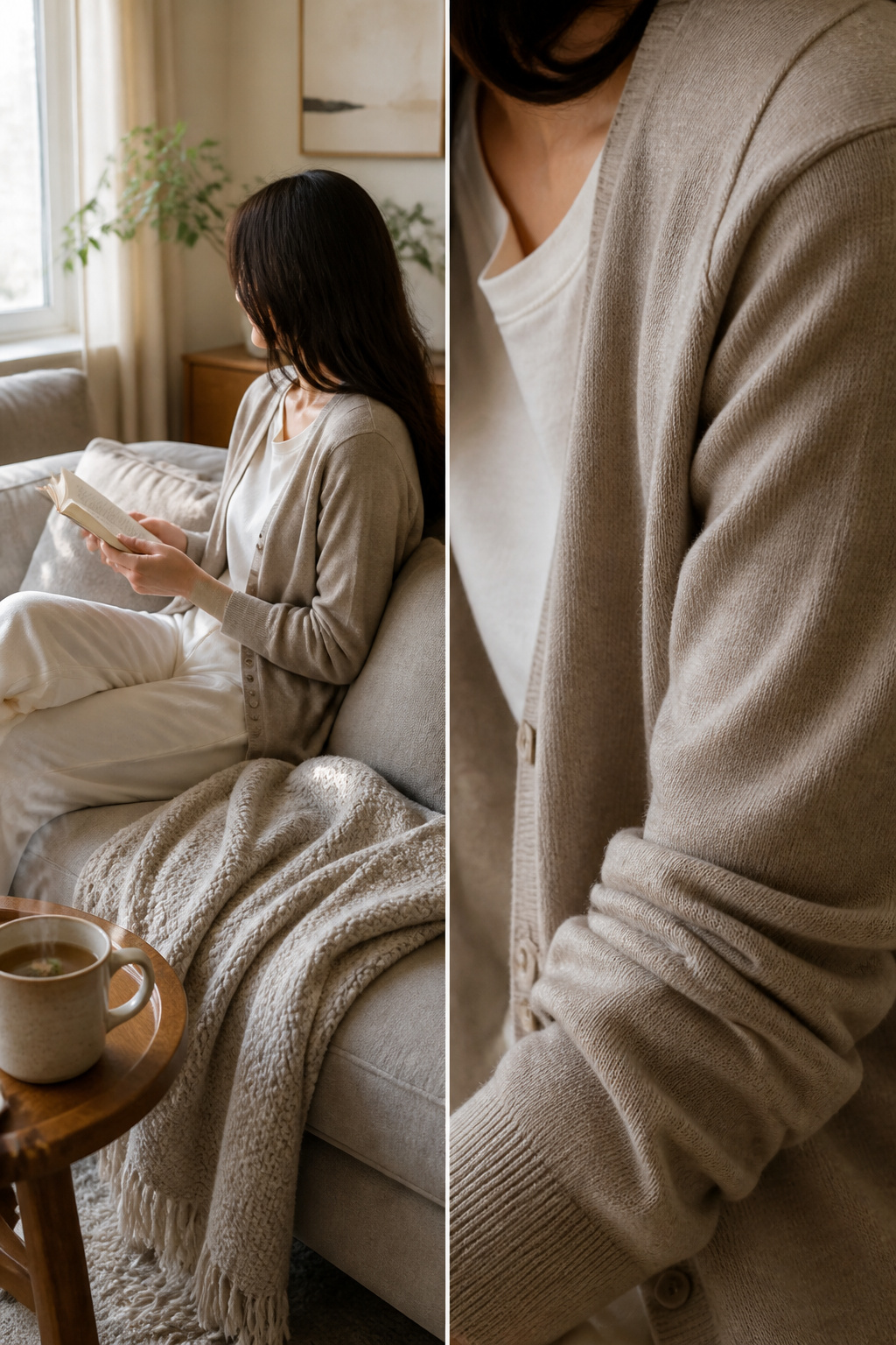 A lightweight cardigan over a simple tee.