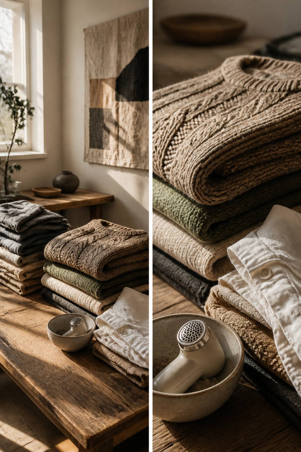 Various fabrics including cotton and linen showing texture.