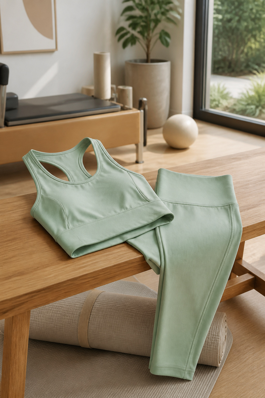A coordinated matching set of top and leggings.