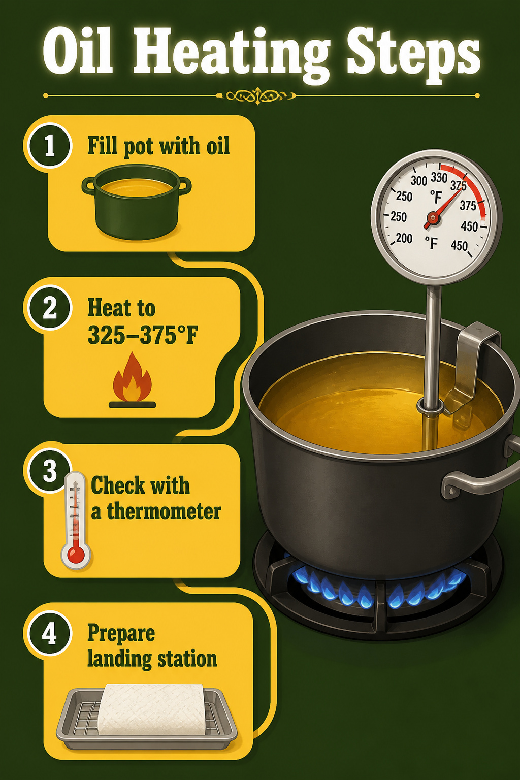 A pot filled with oil heating on the stove.