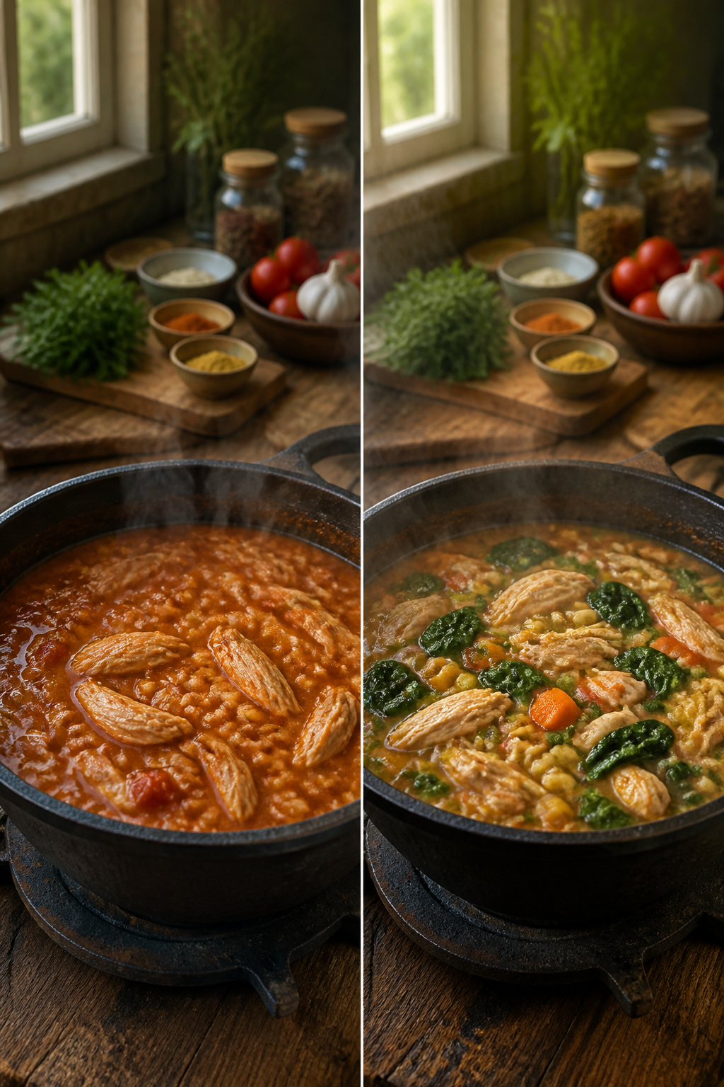 Close-up of manestra with chicken added for heartiness.