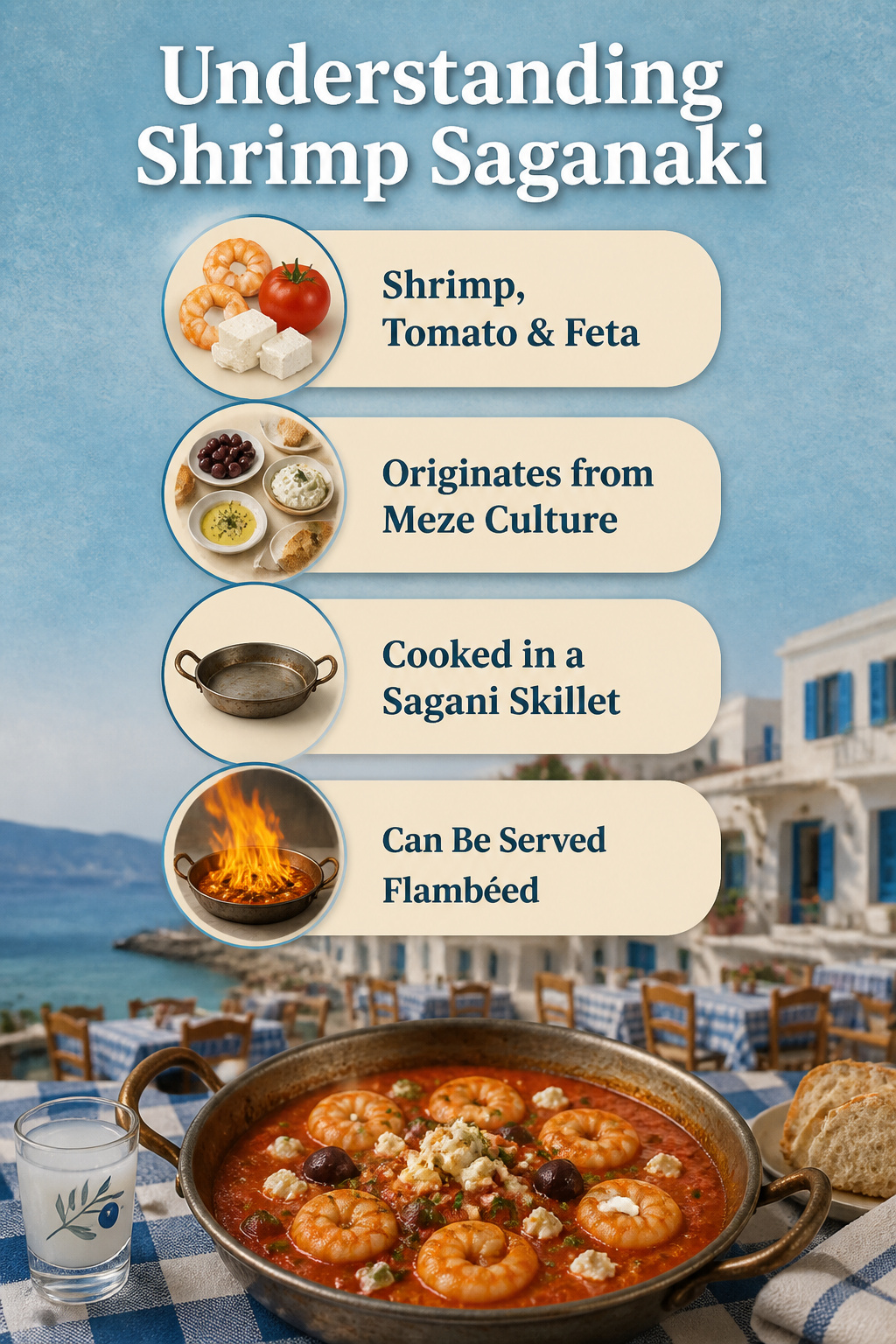 Information image titled 'Understanding Shrimp Saganaki.'