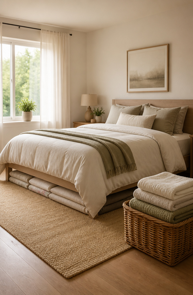 20 Clever Home Storage Ideas for Every Room in 2026 19 Bed with sheets folded and stored underneath the mattress.