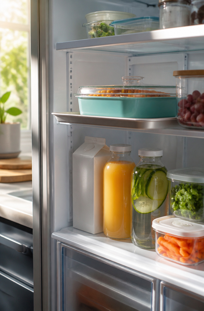 20 Clever Home Storage Ideas for Every Room in 2026 20 Half-sheet baking pan used as a shelf in a refrigerator.