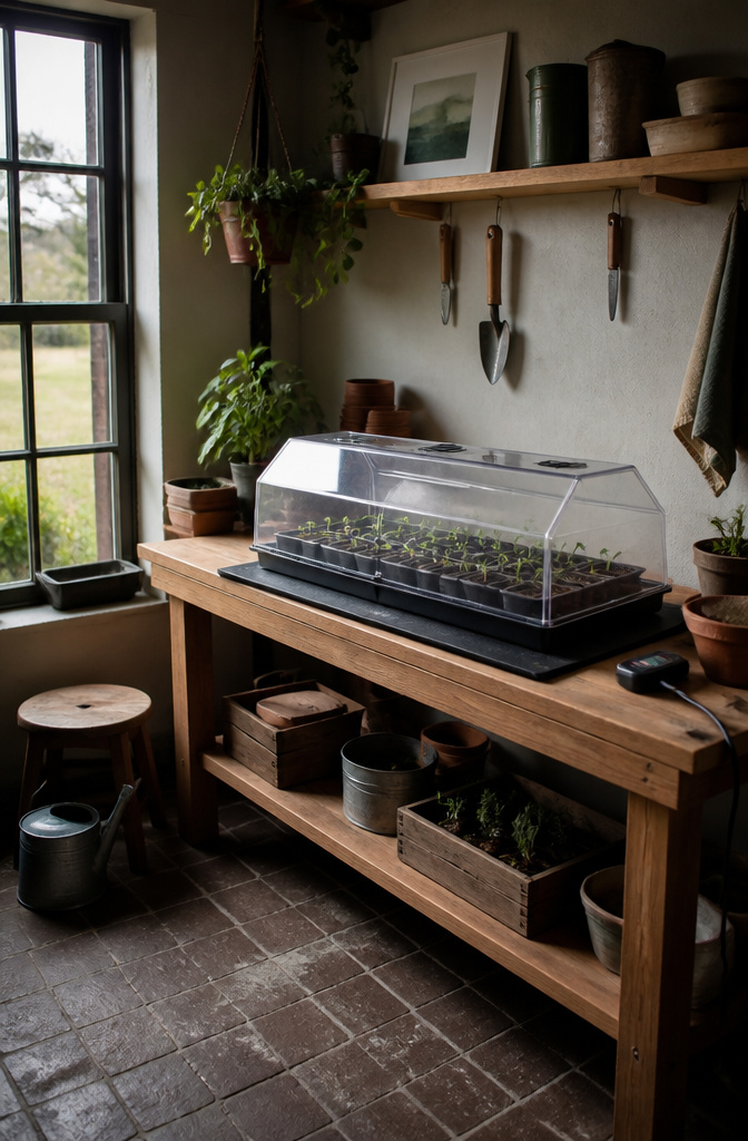 Heat mats used for starting warm-season crops indoors.