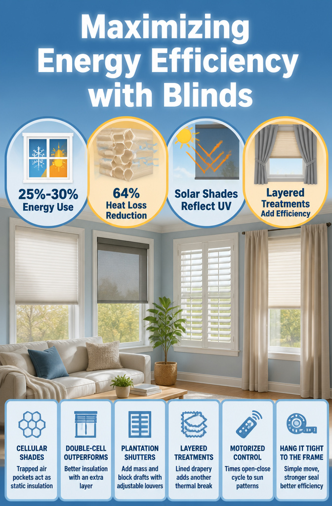 An image illustrating energy efficiency with cellular shades.