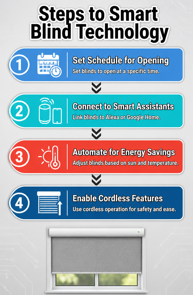 An information graphic on smart blind technology and its benefits.