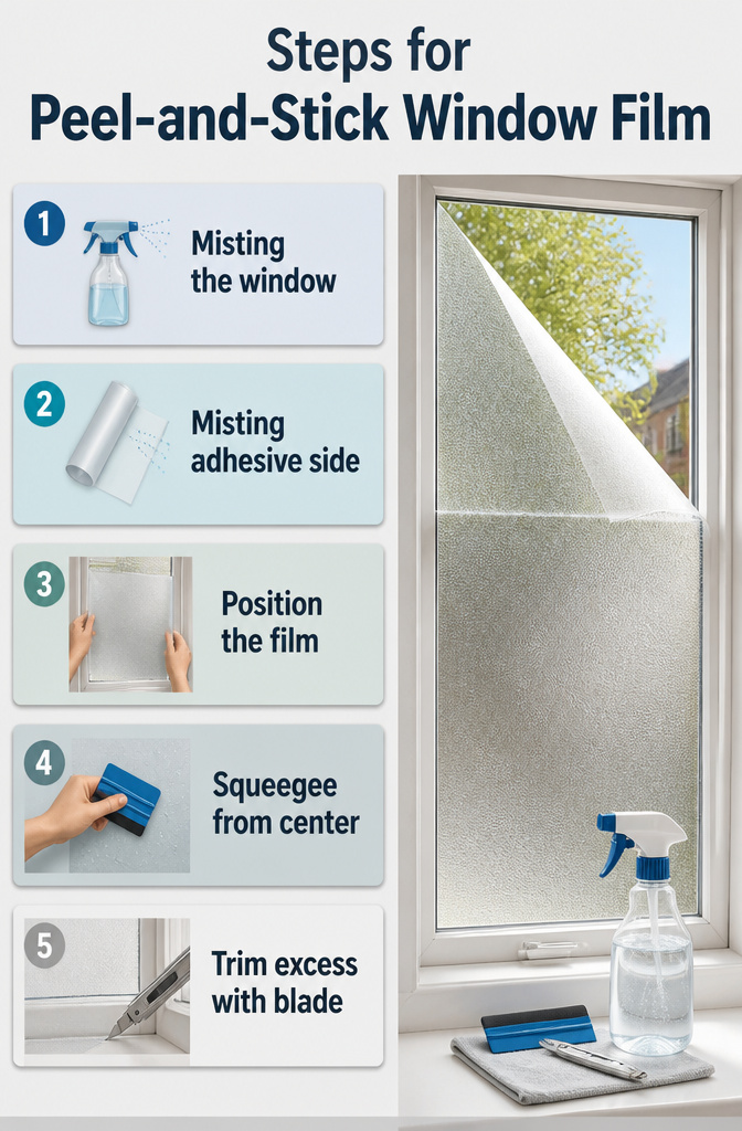 13 Small Window Cover Ideas for Every Budget and Space in 2026 13 Peel-and-stick window film applied to a small window.