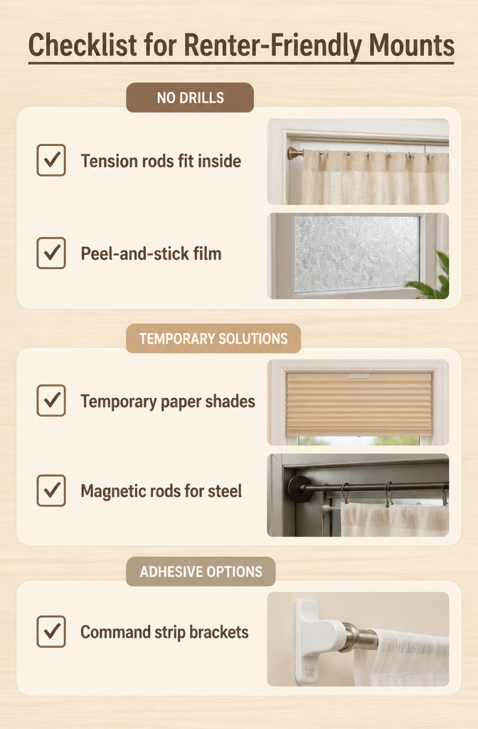 13 Small Window Cover Ideas for Every Budget and Space in 2026 16 Checklist for renter-friendly mounts for window treatments.