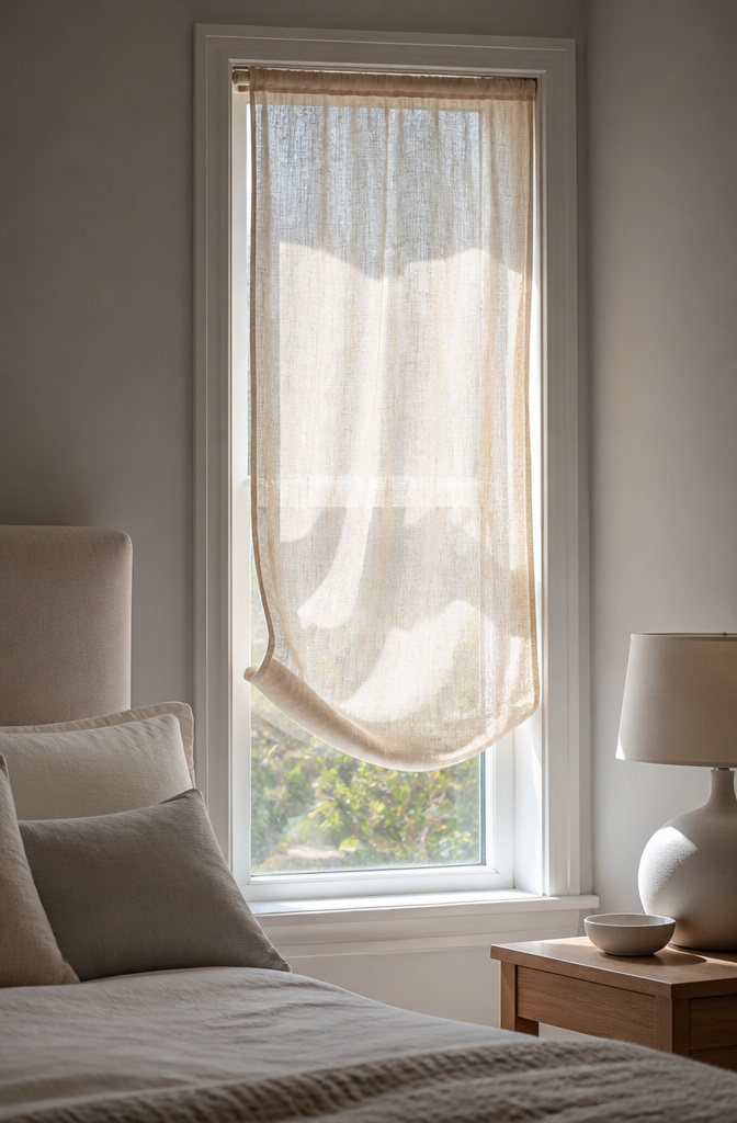 13 Small Window Cover Ideas for Every Budget and Space in 2026 3 Lightweight sheer shades installed in a living room window.